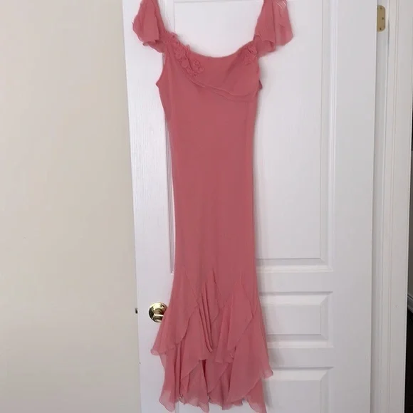 PRÉCIS Petite 100% silk summer dress in dusky pink. - Picture 5 of 10